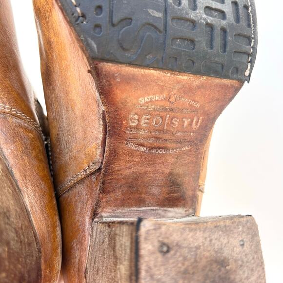 Bed Stu Cobbler Chelsea Ankle Heeled Leather Boots Camel Tan Size 10 - Picture 12 of 12